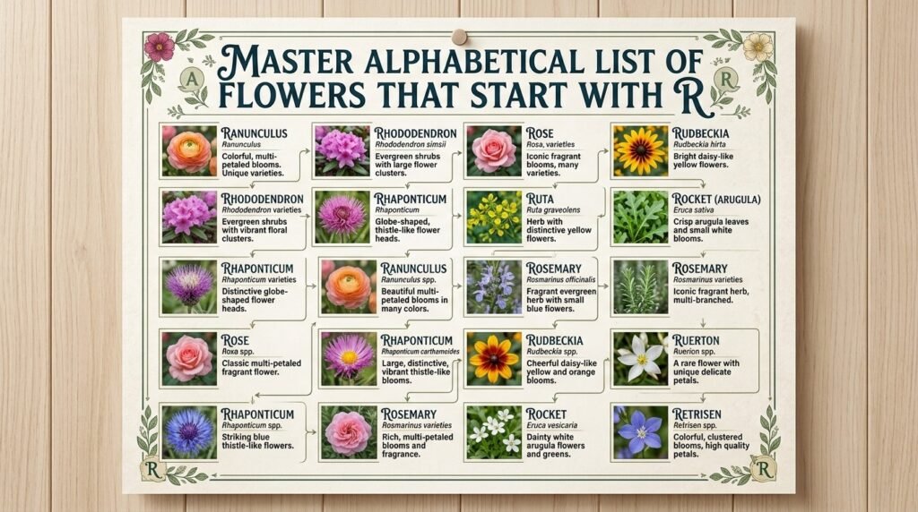 Master Alphabetical List of Flowers That Start With R