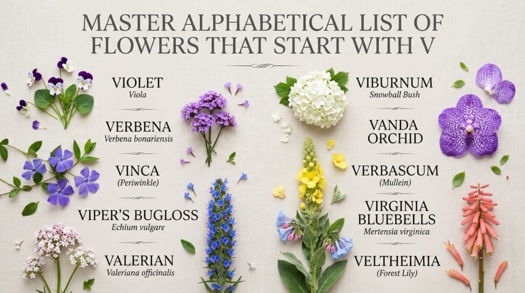Master Alphabetical List of Flowers That Start With V