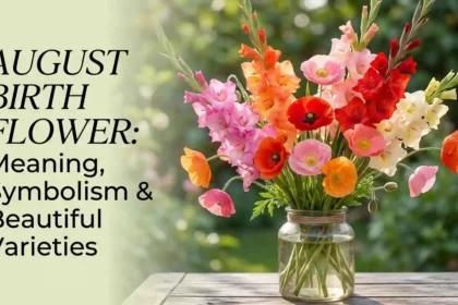 August birth flowers featuring colorful gladiolus and poppy blooms
