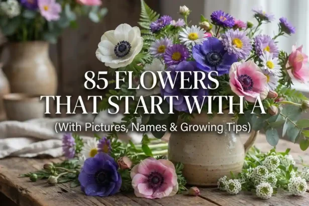 Collection of beautiful flowers that start with A in a colorful garden