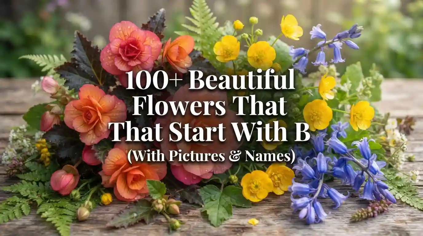 Collection of beautiful flowers that start with B blooming in a colorful garden