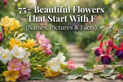 Collection of beautiful flowers that start with F blooming in a colorful garden