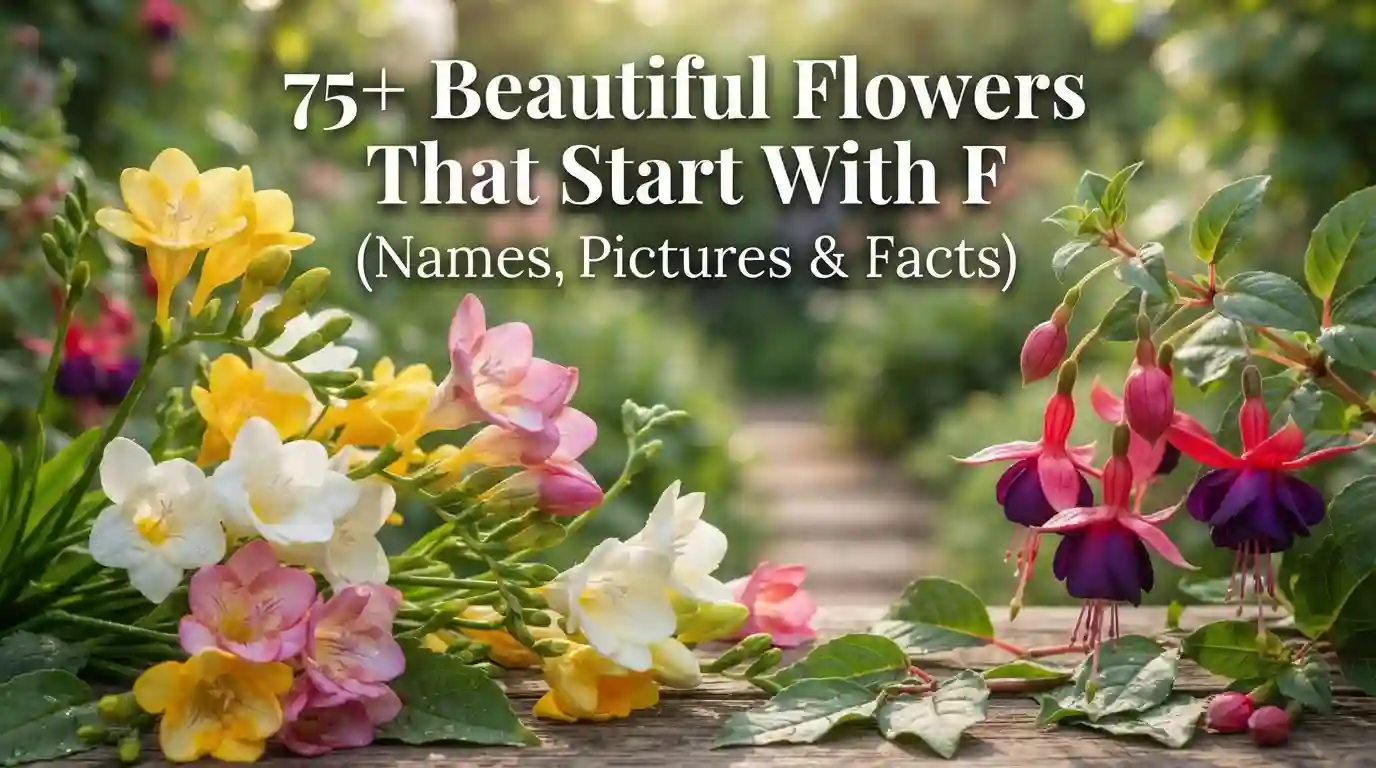 Collection of beautiful flowers that start with F blooming in a colorful garden