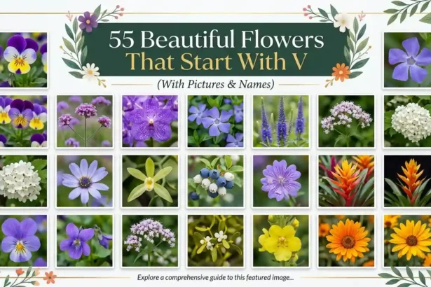 Collection of beautiful flowers that start with V blooming in a colorful garden