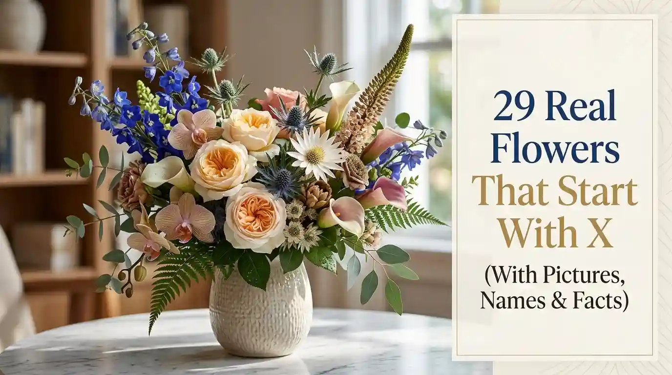 Collection of real flowers that start with X with colorful blooms and unique shapes