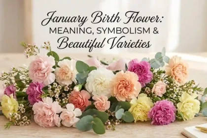 January birth flowers featuring colorful carnations and delicate snowdrops