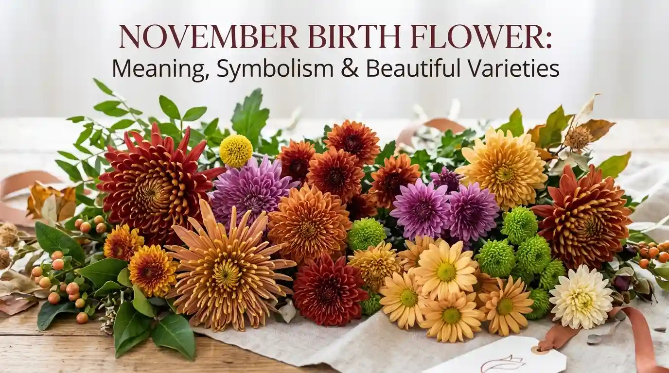 November birth flowers featuring beautiful chrysanthemum blooms