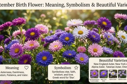 September birth flowers featuring colorful aster and morning glory blooms