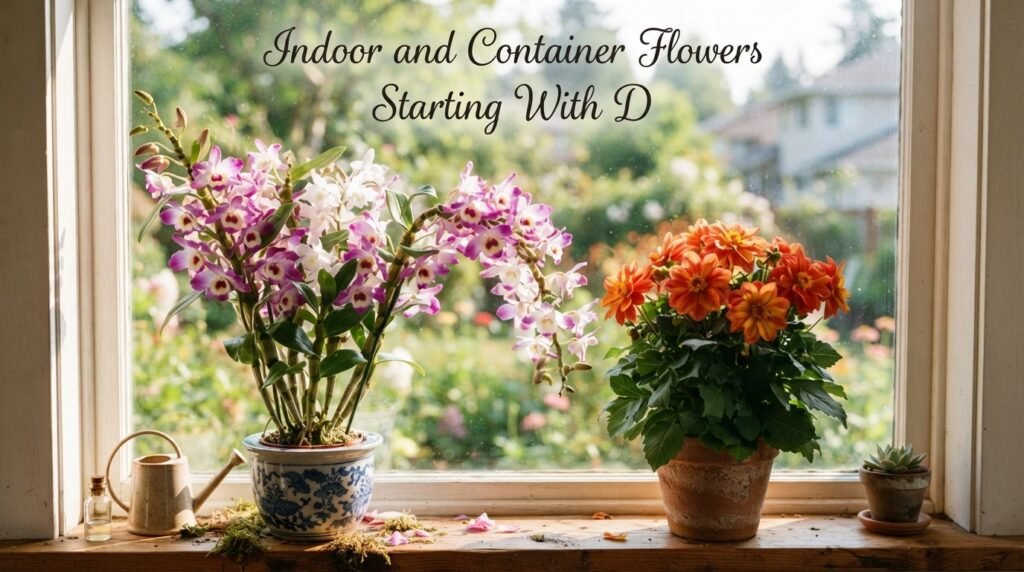Indoor and Container Flowers Starting With D