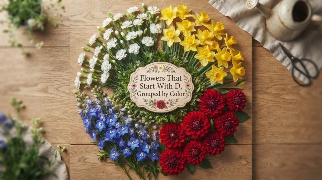 Flowers That Start With D, Grouped by Color