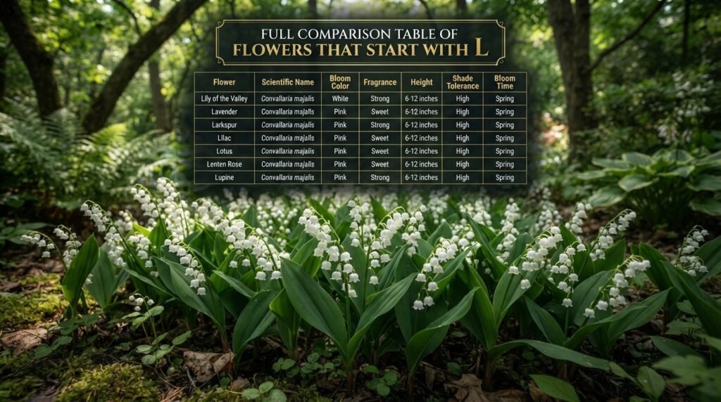 Full Comparison Table of Flowers That Start With L