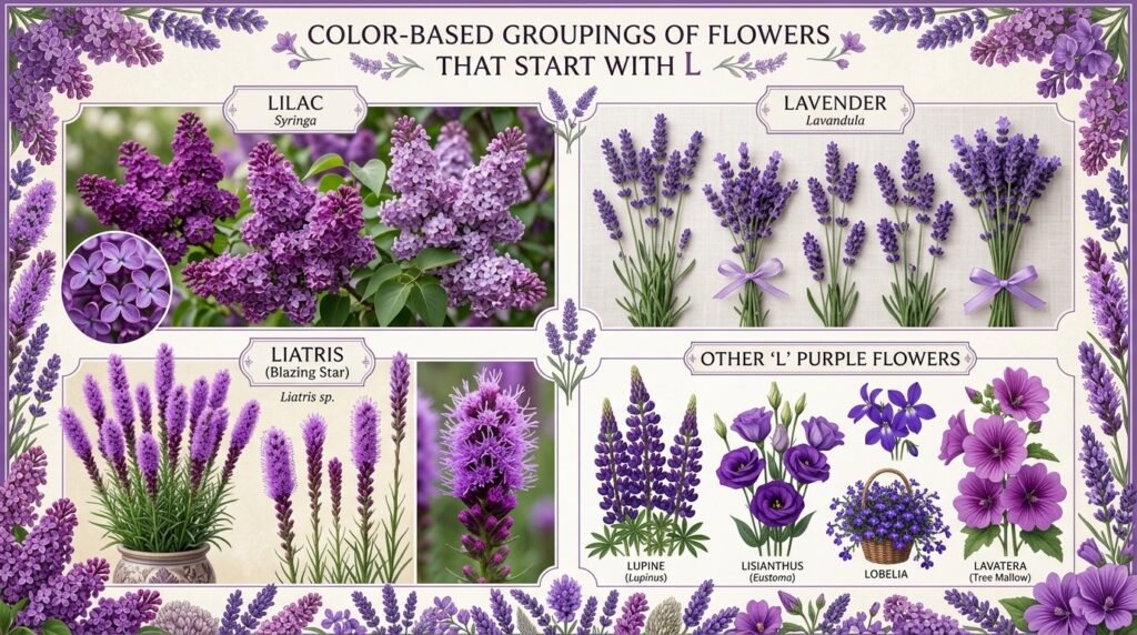 Color-Based Groupings of Flowers That Start With L