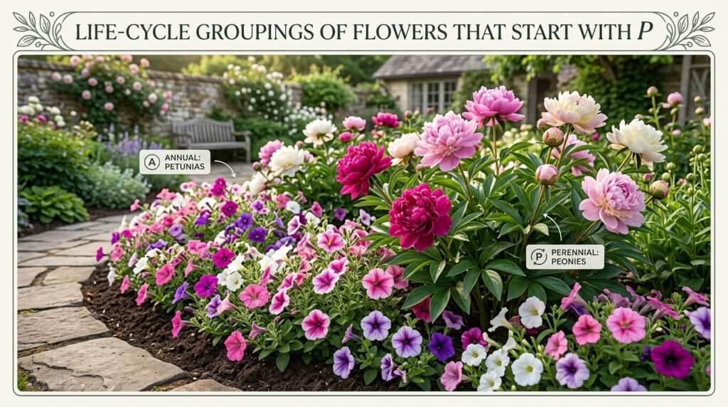Life-Cycle Groupings of Flowers That Start With P