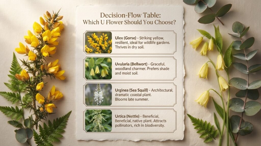 Decision-Flow Table: Which U Flower Should You Choose?