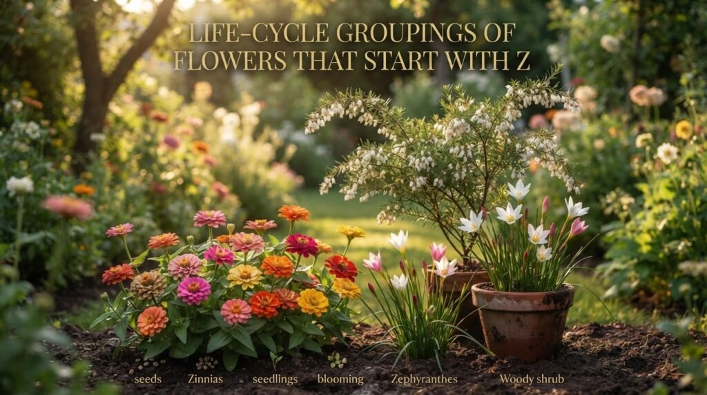 Life-Cycle Groupings of Flowers That Start With Z