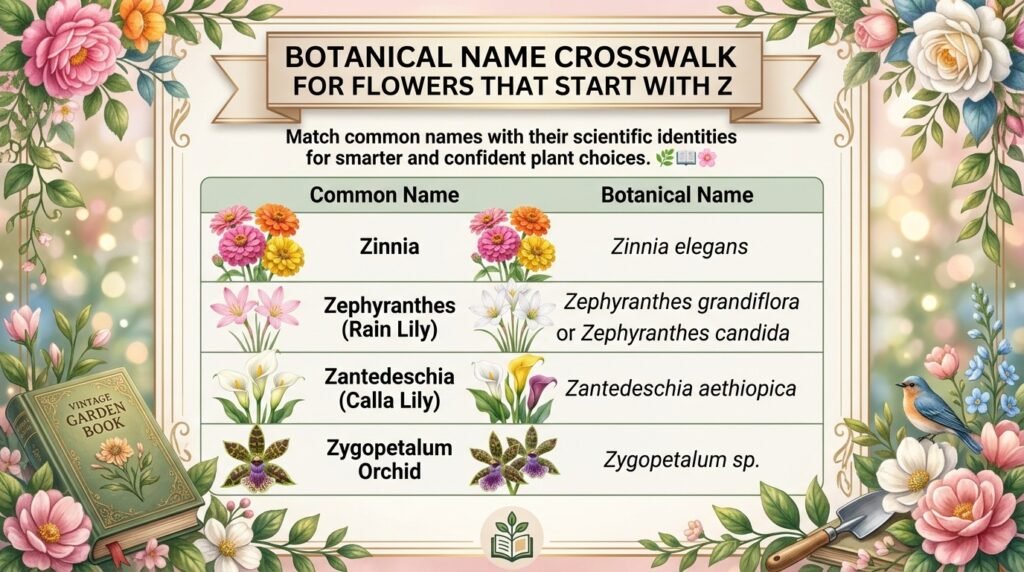 Botanical Name Crosswalk for Flowers That Start With Z