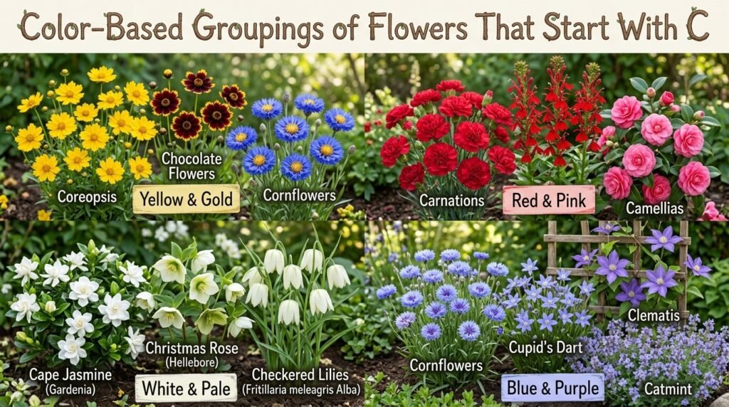 Color-Based Groupings of Flowers That Start With C